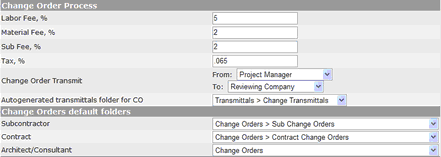 Change Order Defaults